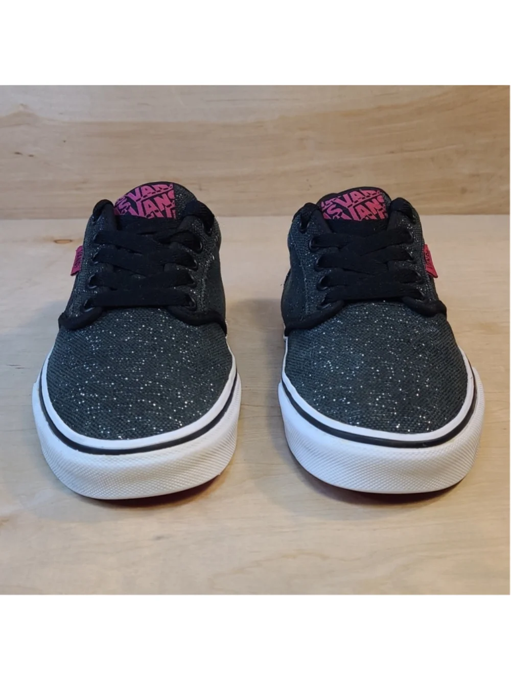 Vans Atwood Tinsel Canvas Glitter Black Skate Sneakers Size 6.5 Women's